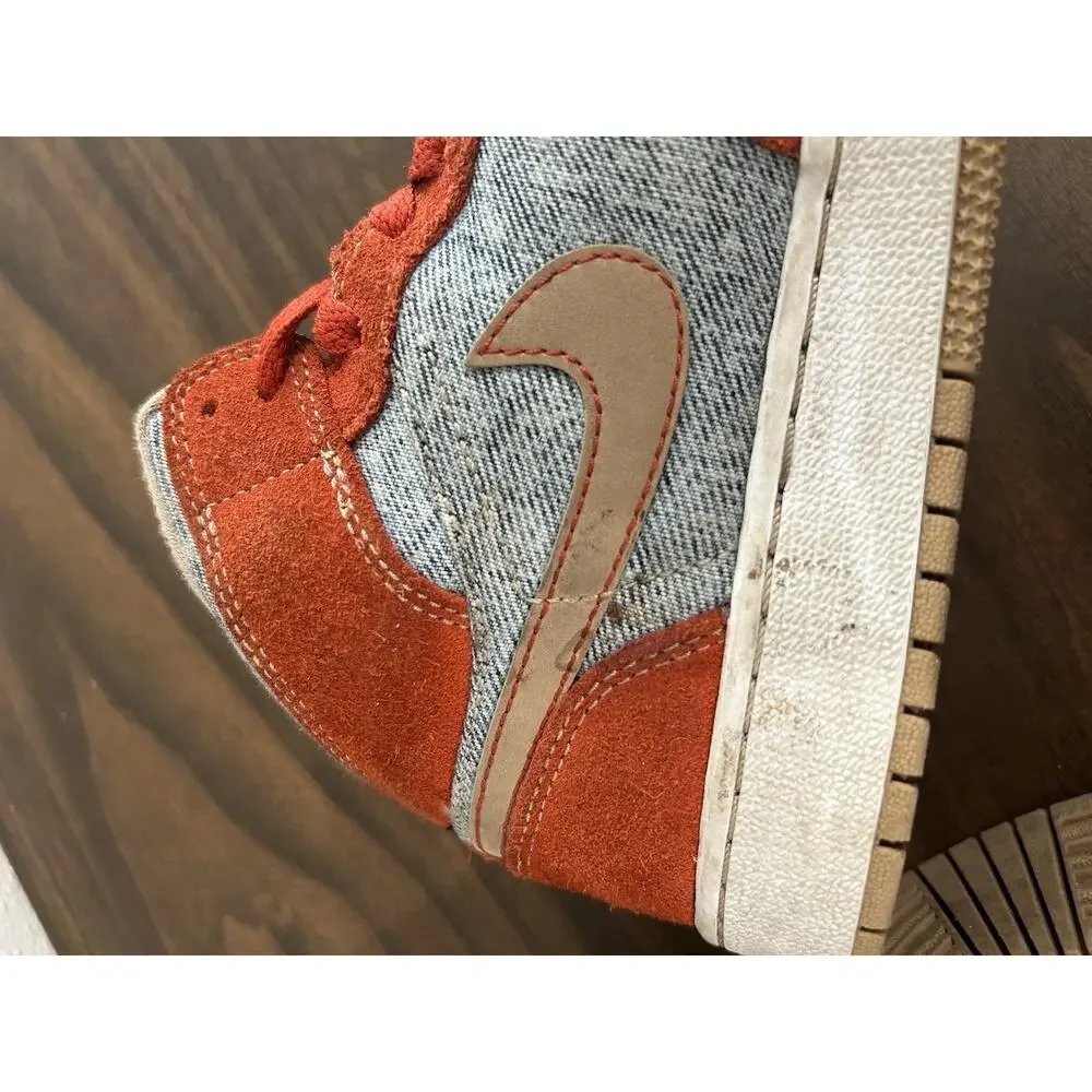 Nike Air Jordan 1 Mid SE 4Y Shoes “Denim Red”‎ GS DM4384-600 Sneaker Cinnabar